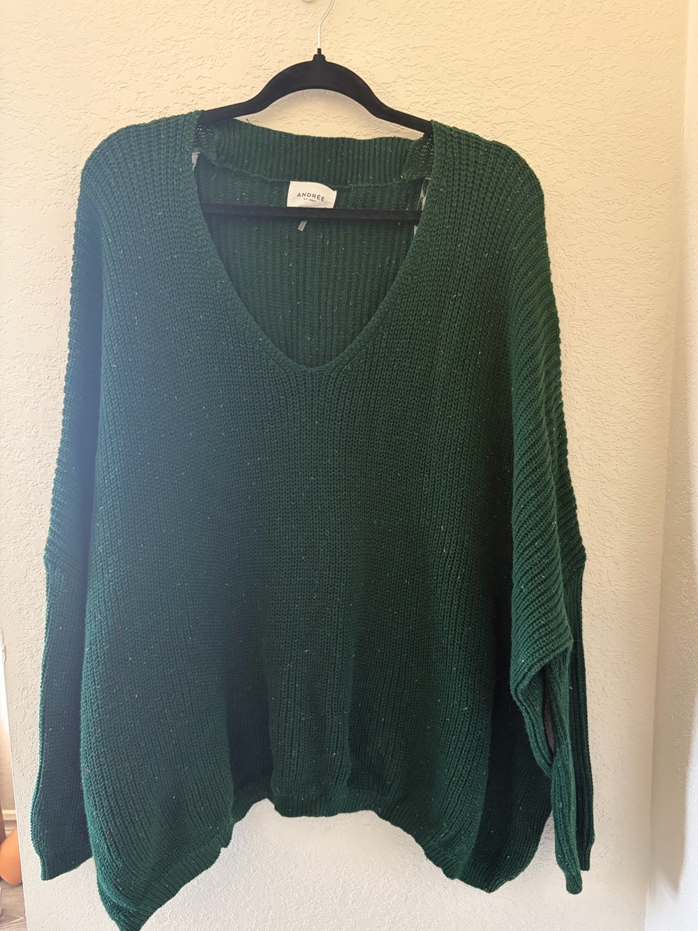 NWOT Green Speckled Sweater- 100% cotton Size Small oversized fall winter